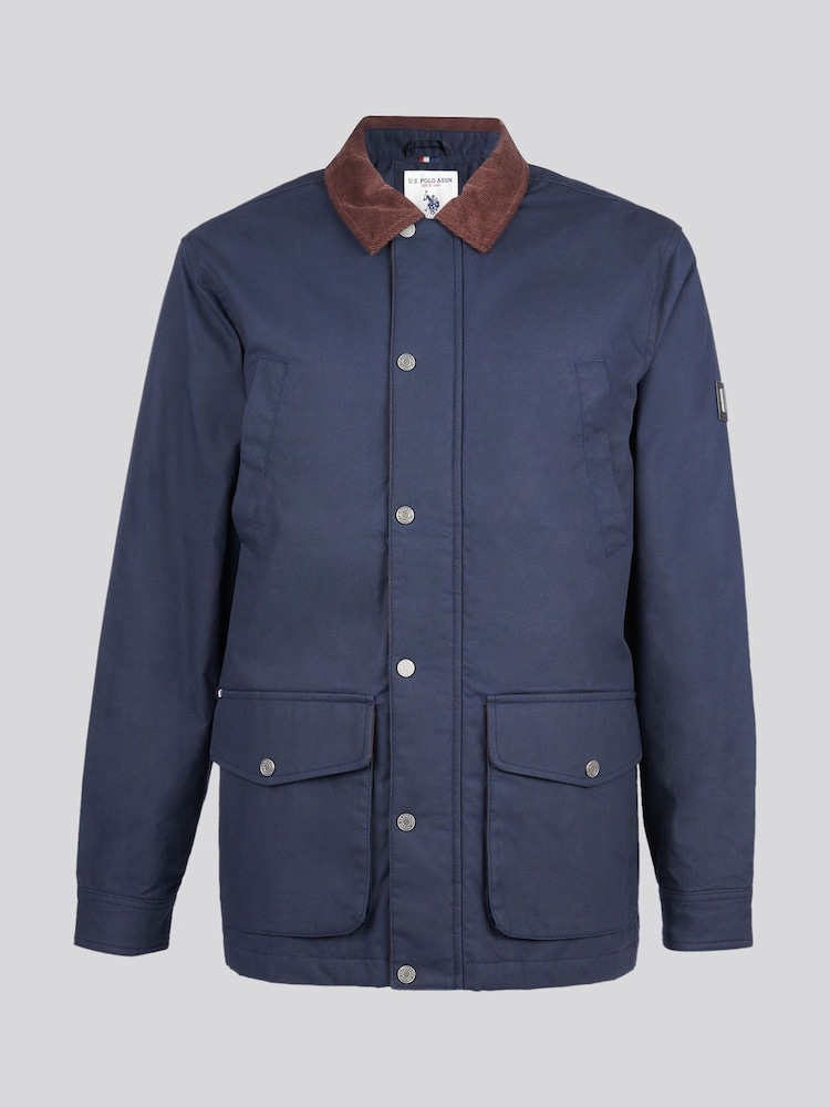 U.S. Polo Assn Blue Canvas Country Collared Jacket - Image 1 of 6 U.S. Polo Assn Blue Canvas Country Collared Jacket - Image 1 of 6