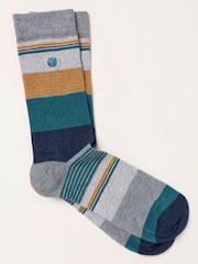 FatFace Grey Block Striped Socks - Image 1 of 2