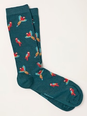 FatFace Teal Blue Parrot Socks - Image 1 of 2
