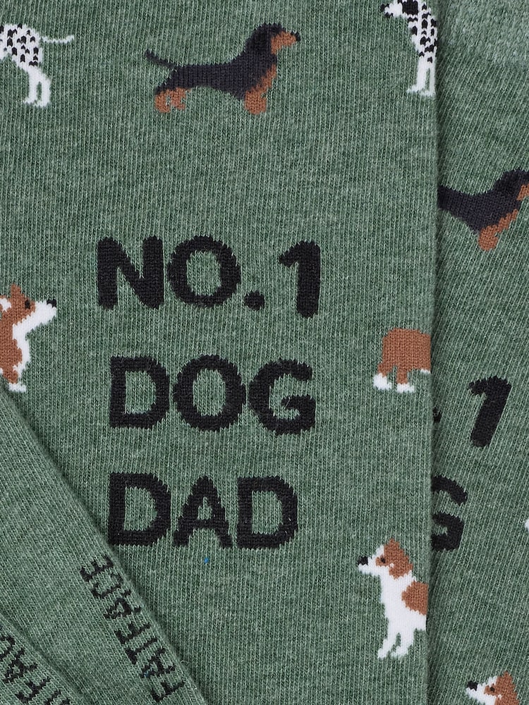 FatFace Green Number One Dog Dad Socks - Image 2 of 2