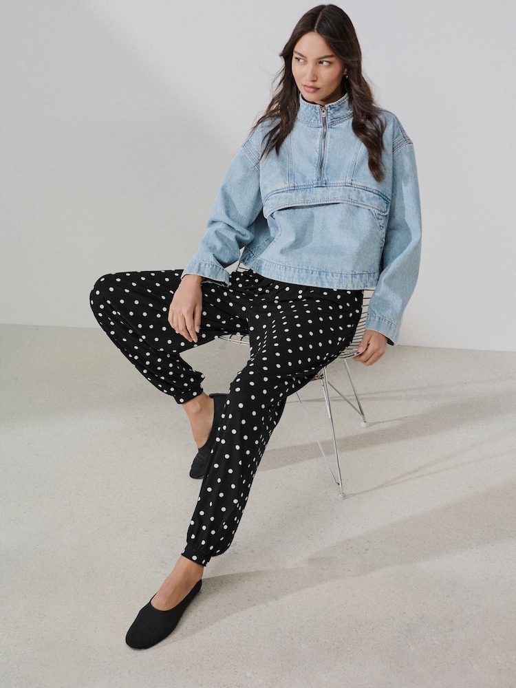 কালো/সাদা দাগ - জার্সি হারেম joggers - 8এর মধ্যে 1 ছবি