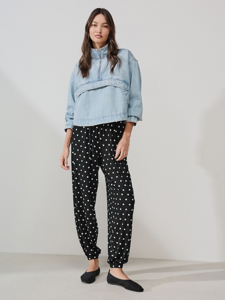 কালো/সাদা দাগ - জার্সি হারেম joggers - 8এর মধ্যে 2 ছবি