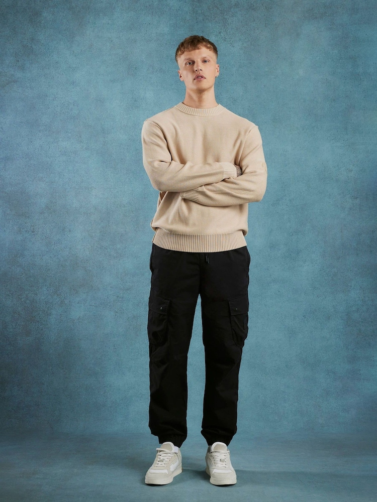 River Island Black Regular Fit Stretch Cargo Trousers - Image 1 of 4