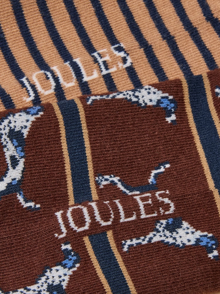 Joules Men's Kingsbury Chocolate Brown Dog Socks 2 Pack (size 7-12) - Image 3 of 3 Joules Men's Kingsbury Chocolate Brown Dog Socks 2 Pack (size 7-12) - Image 3 of 3