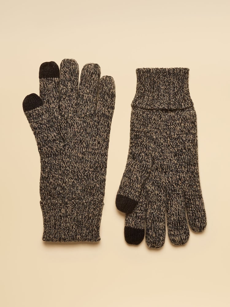 Joules Hammond Grey Fleece Lined Touchscreen Gloves - Image 2 of 3 Joules Hammond Grey Fleece Lined Touchscreen Gloves - Image 2 of 3