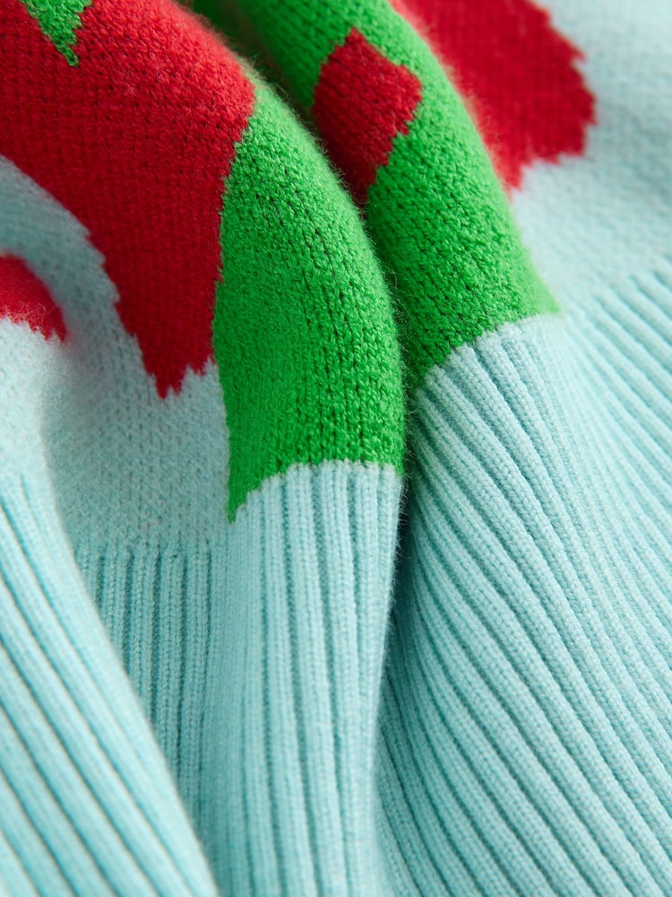 Eleanor Bowmer Blue Green Check Knit Jumper - Image 7 of 7