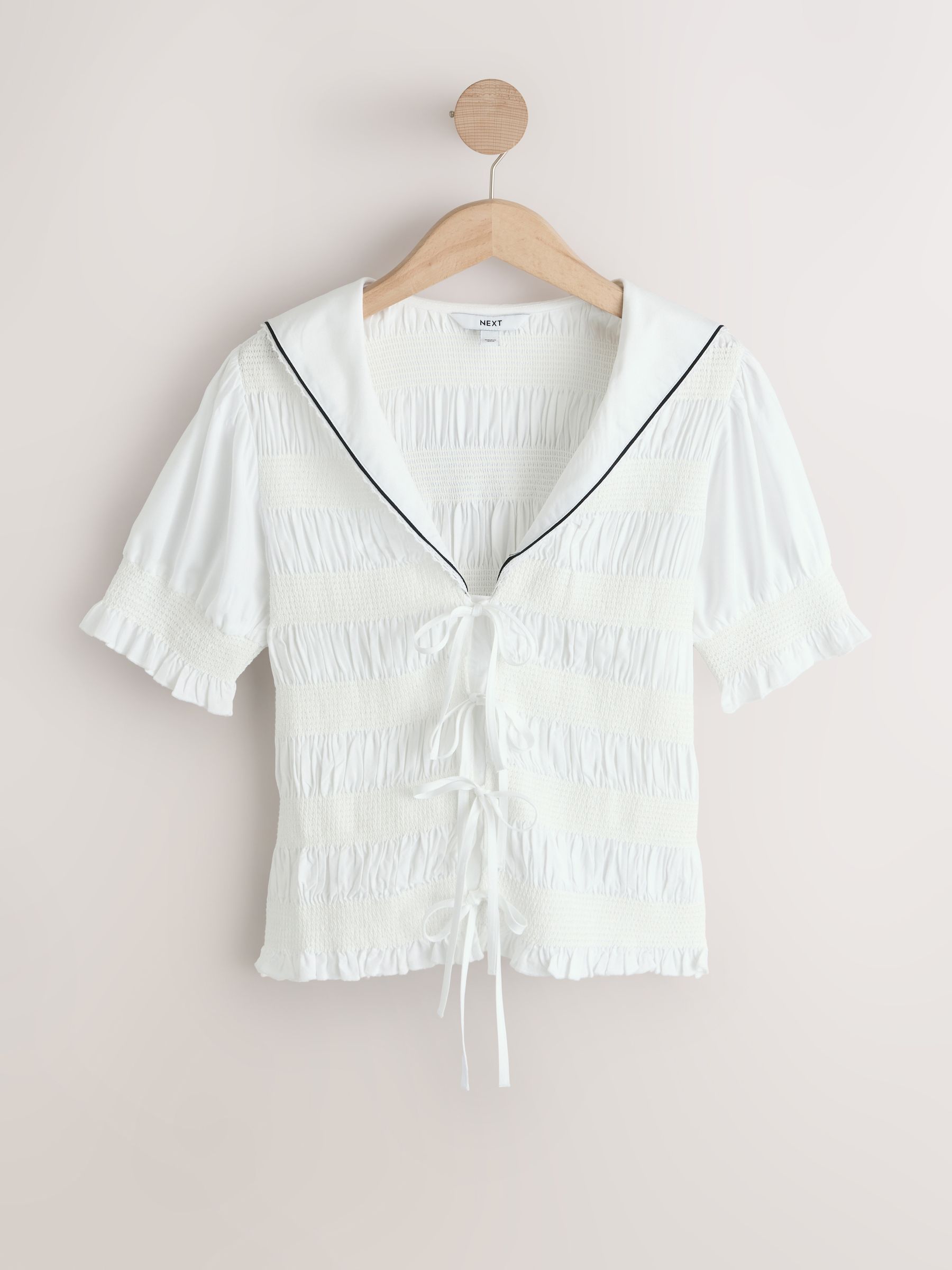 Buy White Sailor Collar Tie Front Top from Next Canada