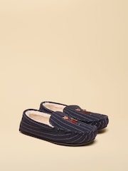 Joules Moccasin Navy Fox Embroidered Slippers - Image 1 of 6