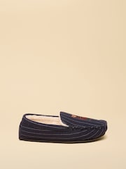 Joules Moccasin Navy Fox Embroidered Slippers - Image 3 of 6
