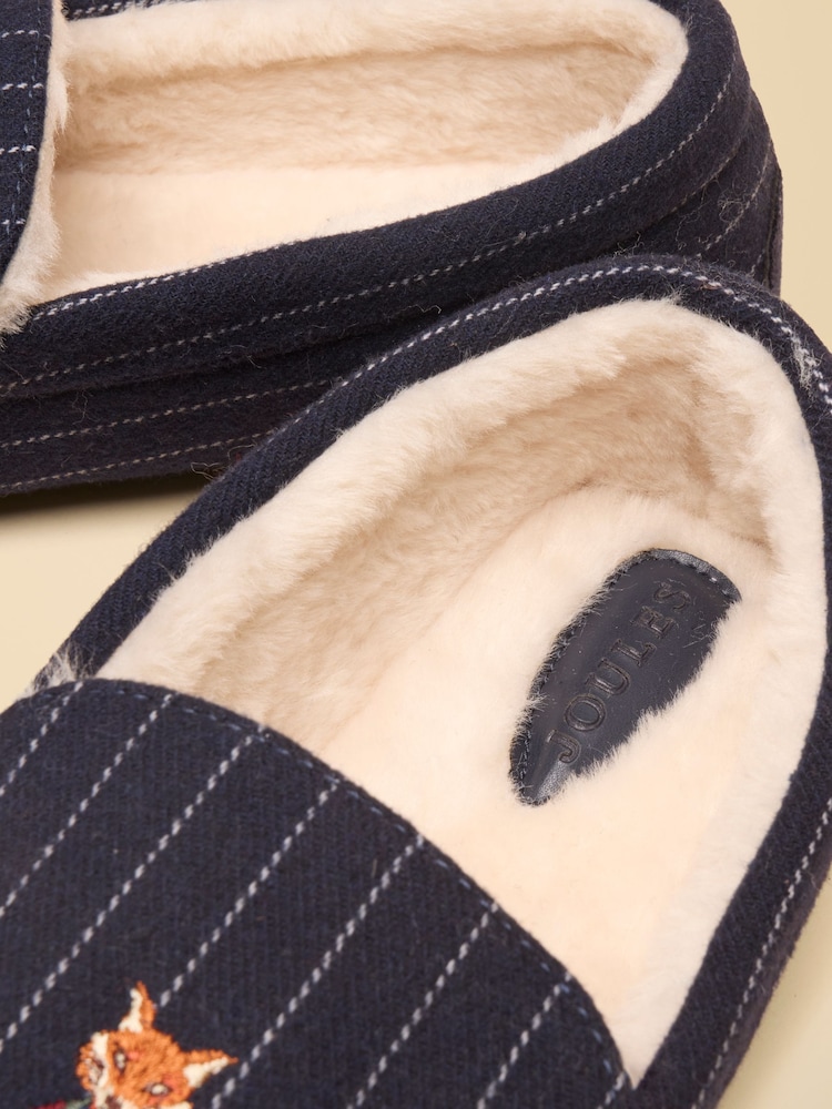 Joules Moccasin Navy Fox Embroidered Slippers - Image 6 of 6 Joules Moccasin Navy Fox Embroidered Slippers - Image 6 of 6