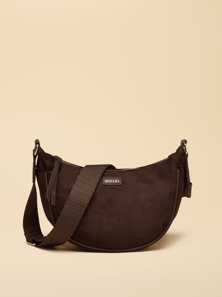 Joules Suedette Chocolate Brown Moon Cross Body bag - Image 1 of 8 Joules Suedette Chocolate Brown Moon Cross Body bag - Image 1 of 8