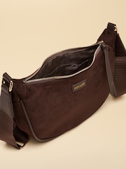Joules Suedette Chocolate Brown Moon Cross Body bag - Image 5 of 8
