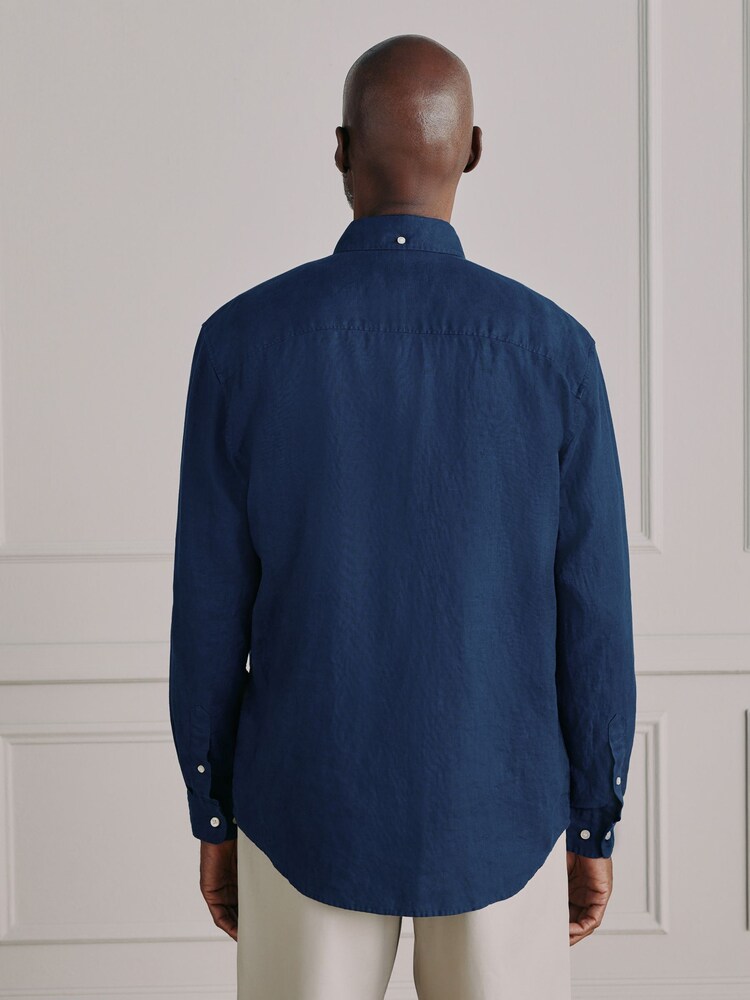 Navy Long Sleeve Linen Shirt - Image 2 of 9
