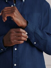 Navy Long Sleeve Linen Shirt - Image 5 of 9