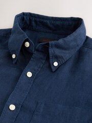 Navy Long Sleeve Linen Shirt - Image 9 of 9