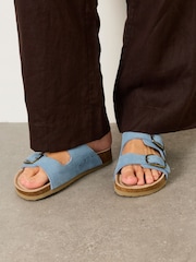 FatFace Meldon Blue Leather Footbed Sandals - Image 1 of 5