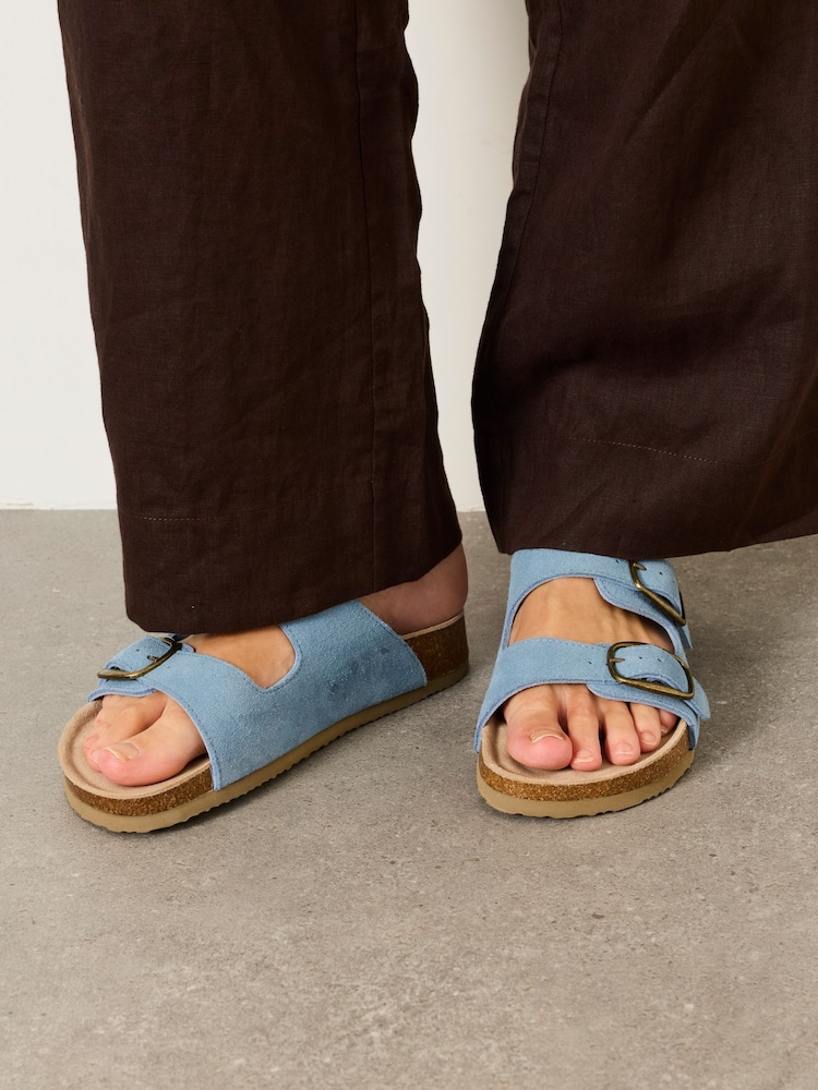 FatFace Meldon Blue Leather Footbed Sandals - Image 1 of 5 FatFace Meldon Blue Leather Footbed Sandals - Image 1 of 5