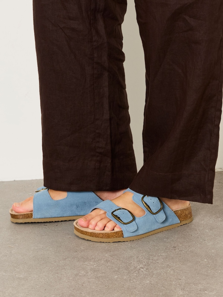 FatFace Meldon Blue Leather Footbed Sandals - Image 2 of 5 FatFace Meldon Blue Leather Footbed Sandals - Image 2 of 5
