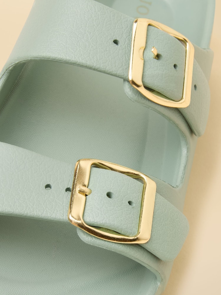 Joules Sage Green Chunky Platform Sunseeker Double Buckle Sliders - Image 6 of 6 Joules Sage Green Chunky Platform Sunseeker Double Buckle Sliders - Image 6 of 6