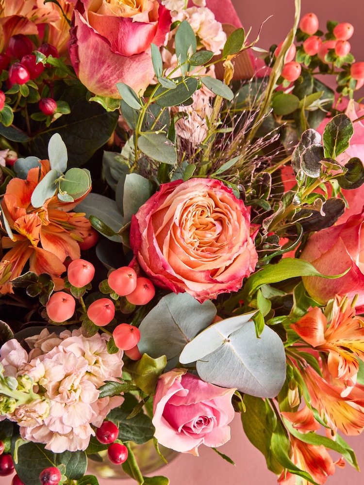 Peach Pink Rose and Alstroemeria Fresh Flower Bouquet - Image 2 of 3 Peach Pink Rose and Alstroemeria Fresh Flower Bouquet - Image 2 of 3
