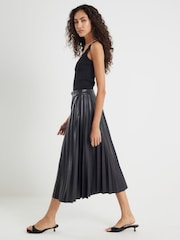 River Island Black Belted Pleated Midi Skirt - Image 2 of 4