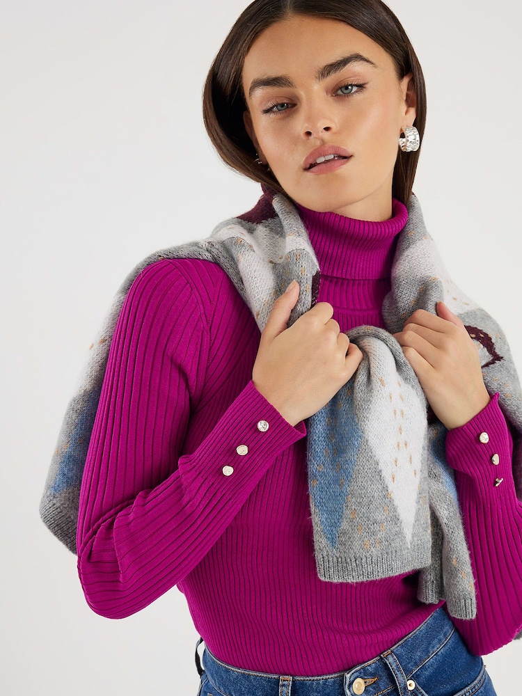 River Island Pink Ribbed Roll Neck Top - Image 4 of 4