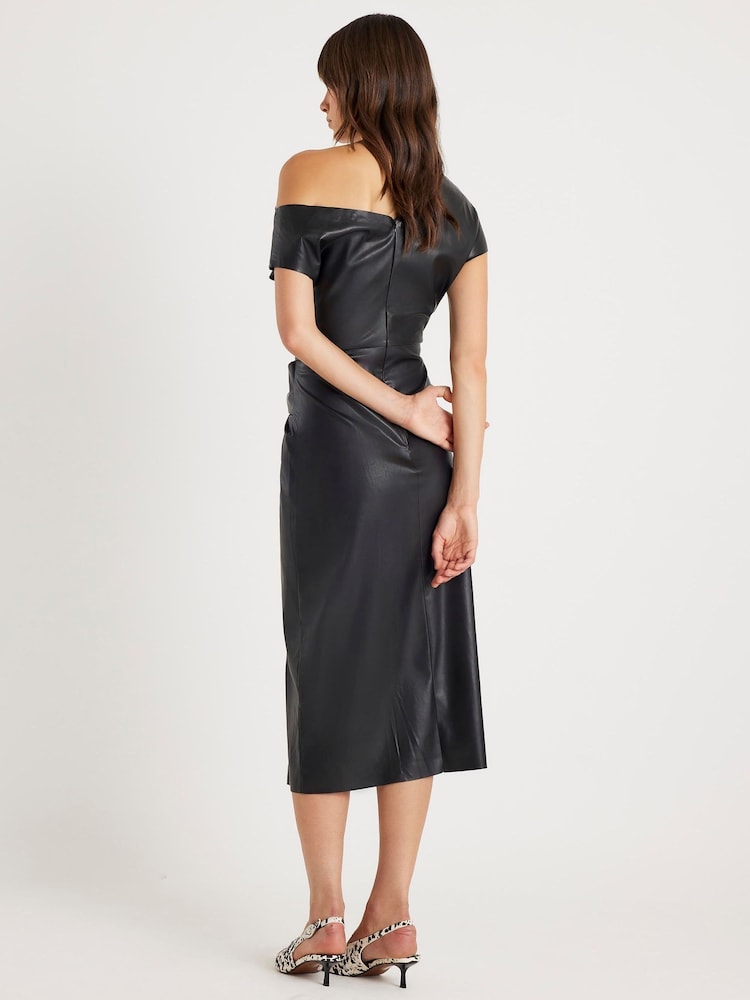River Island Black Draped Knot Midi Dress - Image 4 of 4