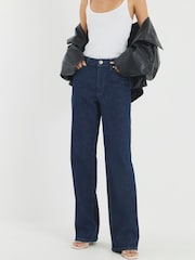 River Island Blue High Rise Relaxed Straight Jeans - Image 2 of 4
