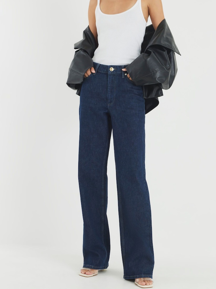 River Island Blue High Rise Relaxed Straight Jeans - Image 2 of 4