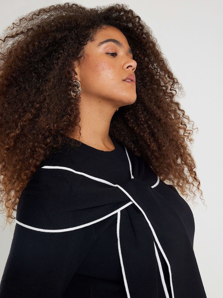 River Island Black Tipped Bow Jumper - Bild 2 von 6