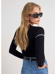 River Island Black Tipped Bow Jumper - Bild 6 von 6