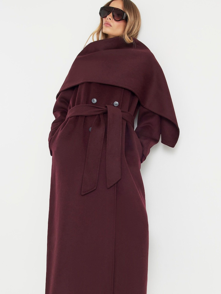 River Island Burgundy Handmade Wrap Scarf Coat - Image 1 of 4