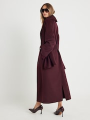 River Island Burgundy Handmade Wrap Scarf Coat - Image 3 of 4
