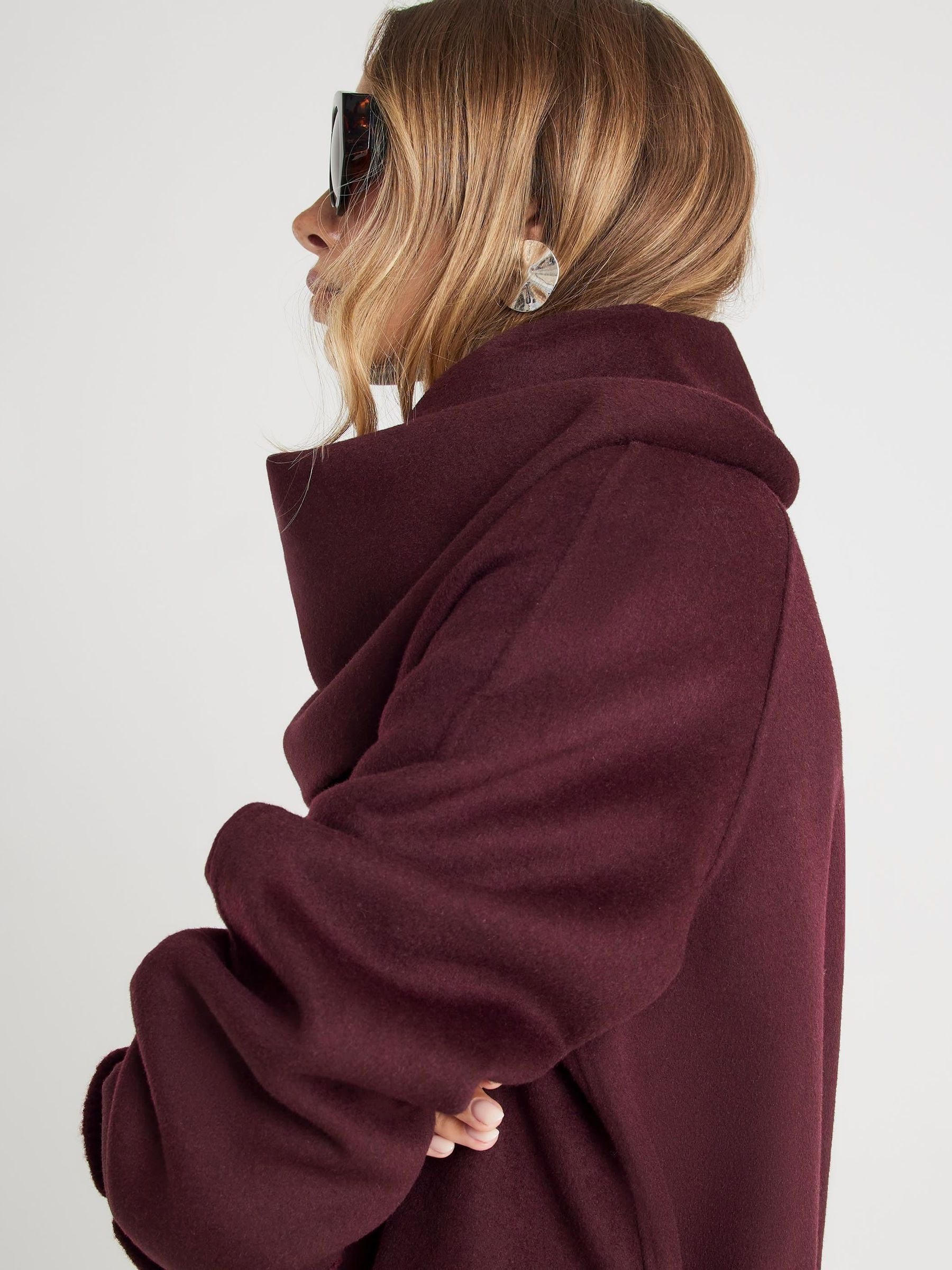 Buy River Island Burgundy Premium Handmade Wrap Scarf Coat from