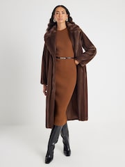 River Island Brown Crew Neck Belted Midi Dress - Image 3 of 4