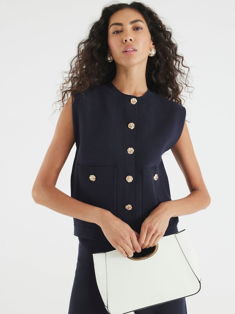 River Island Blue Knitted Waistcoat - Image 1 of 4