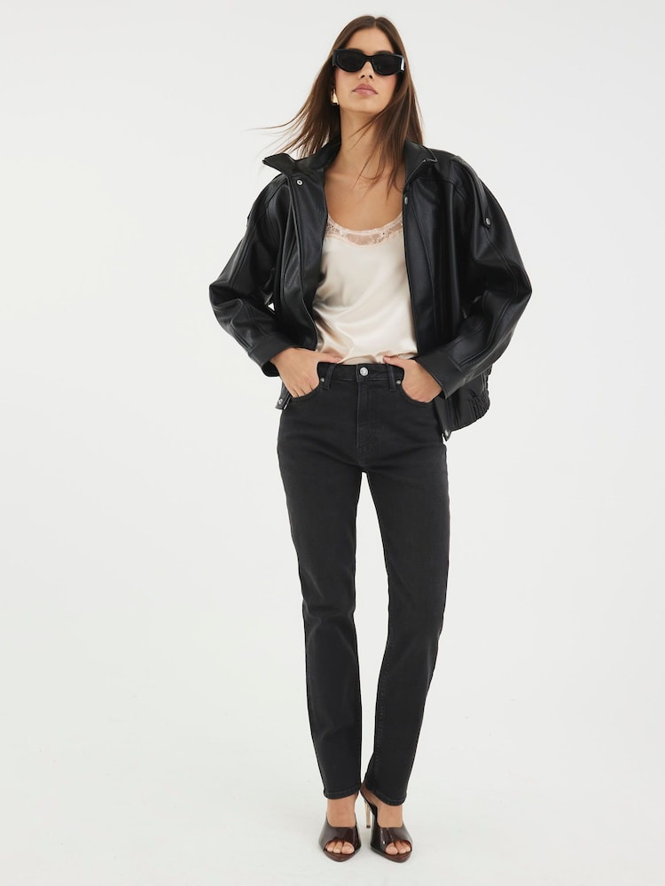 River Island Black High Rise Slim Fit Jeans - Image 1 of 4 River Island Black High Rise Slim Fit Jeans - Image 1 of 4