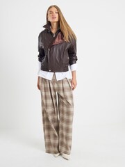 River Island Brown Check Wide Leg Trousers - Image 2 of 4