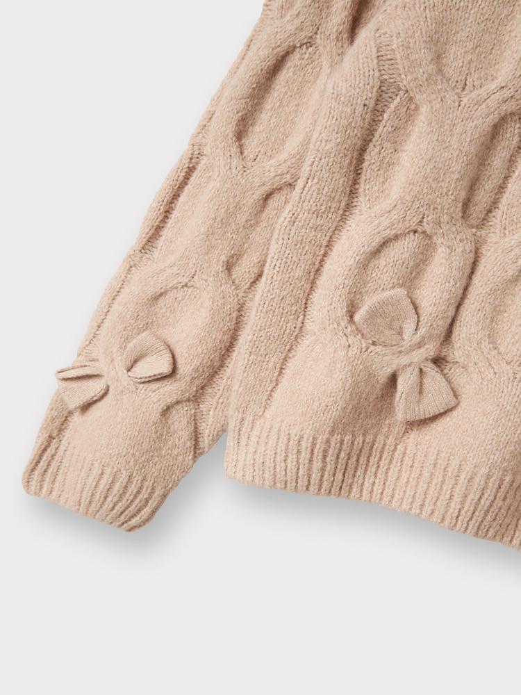 Name It Natural Bow Detail Knitted Jumper - Image 4 of 4 Name It Natural Bow Detail Knitted Jumper - Image 4 of 4