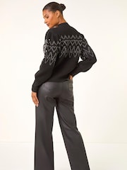 Roman Black Jacquard Knit Jumper - Image 3 of 5