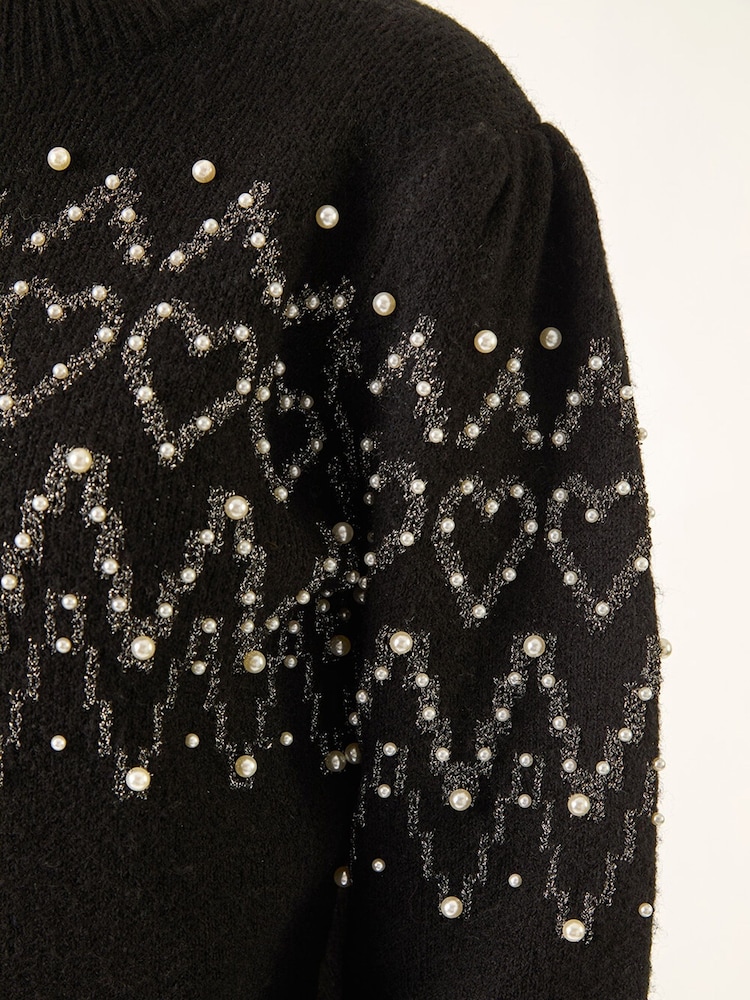 Roman Black Jacquard Knit Jumper - Image 5 of 5