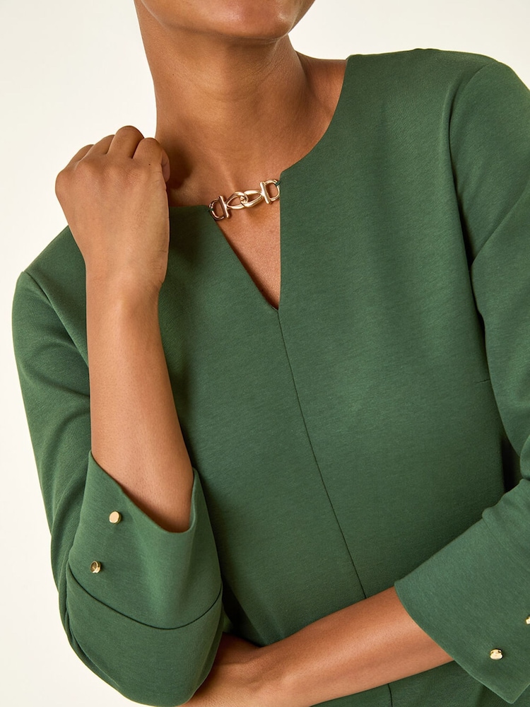 Roman Green Keyhole Chain Shift Dress - Image 5 of 5