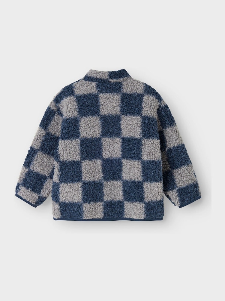 Name It Blue Check Zip Up Teddy Fleece - Image 2 of 5 Name It Blue Check Zip Up Teddy Fleece - Image 2 of 5