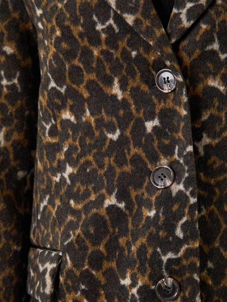 Roman Brown Animal Print Formal Pocket Coat - Image 5 of 5 Roman Brown Animal Print Formal Pocket Coat - Image 5 of 5