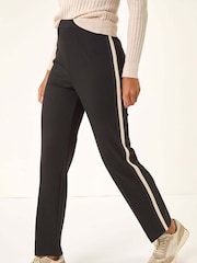 Roman Black Straight Leg Side Stripe Trousers - Image 4 of 5