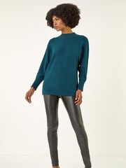 Roman Blue Metallic Tie Front Knitted Jumper - Image 2 of 5