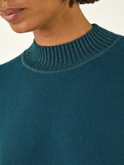 Roman Blue Metallic Tie Front Knitted Jumper - Image 5 of 5