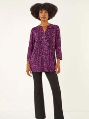 Roman Pink Paisley Print V-Neck Stretch Shirt - Image 2 of 5