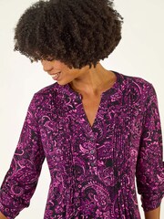 Roman Pink Paisley Print V-Neck Stretch Shirt - Image 4 of 5