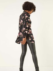 Roman Black Floral High Neck Tunic Top - Image 4 of 5